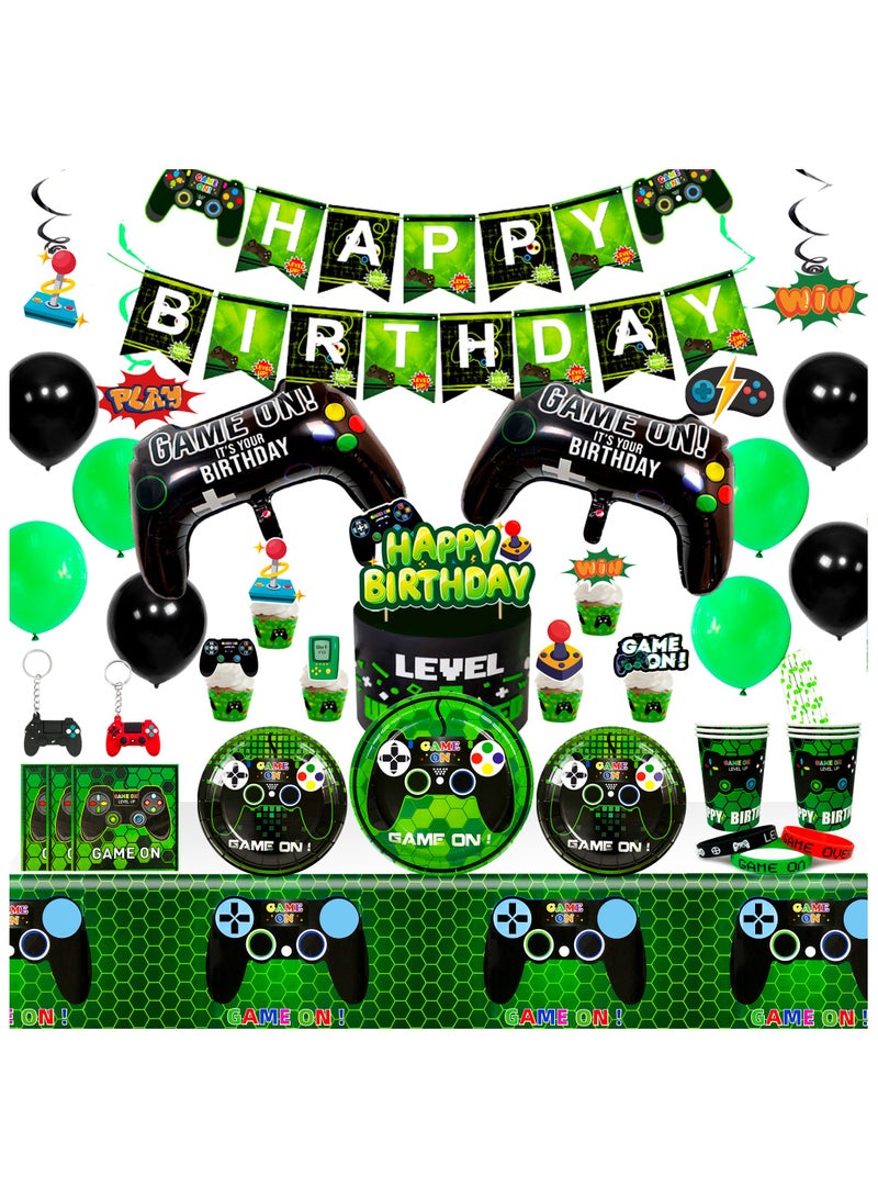 Gaming Birthday Party Decorations for 16 Guests, Video Game Disposable Party Tableware Set - Image 1