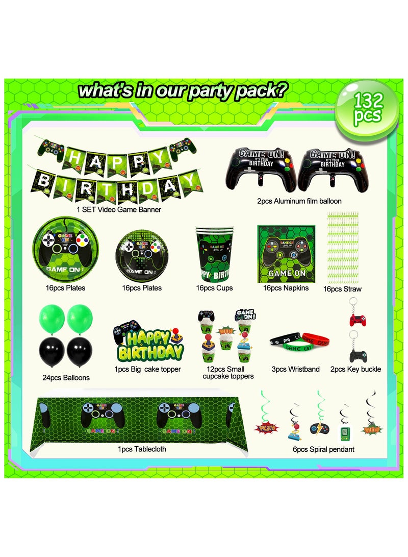 Gaming Birthday Party Decorations for 16 Guests, Video Game Disposable Party Tableware Set - Image 2