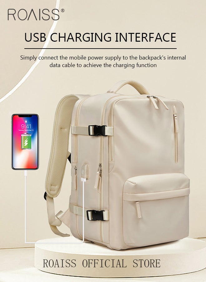 رويس حقيبة ظهر متعددة الوظائف للجنسين مع مقصورة مبطنة للكمبيوتر المحمول ومساحة لتخزين الأحذية، حقيبة كتب كبيرة السعة مقاومة للماء، حقيبة سفر صغيرة مع فصل بين الأغراض الرطبة والجافة، مناسبة للتنقل اليومي والرحلات الجوية الليلية والرحلات القصيرة - Image 4