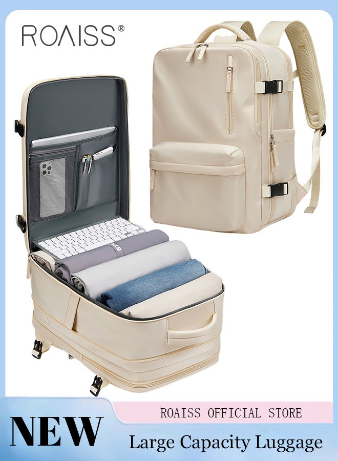 رويس حقيبة ظهر متعددة الوظائف للجنسين مع مقصورة مبطنة للكمبيوتر المحمول ومساحة لتخزين الأحذية، حقيبة كتب كبيرة السعة مقاومة للماء، حقيبة سفر صغيرة مع فصل بين الأغراض الرطبة والجافة، مناسبة للتنقل اليومي والرحلات الجوية الليلية والرحلات القصيرة - Image 1