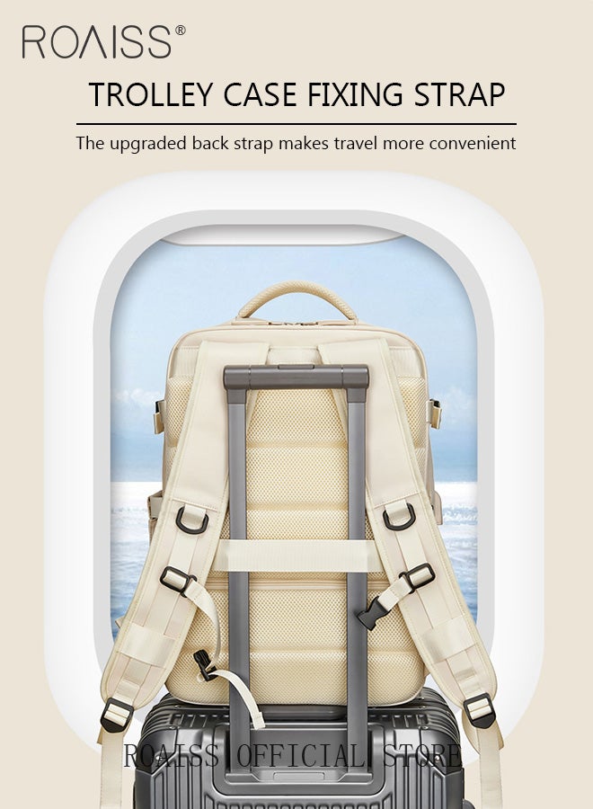 رويس حقيبة ظهر متعددة الوظائف للجنسين مع مقصورة مبطنة للكمبيوتر المحمول ومساحة لتخزين الأحذية، حقيبة كتب كبيرة السعة مقاومة للماء، حقيبة سفر صغيرة مع فصل بين الأغراض الرطبة والجافة، مناسبة للتنقل اليومي والرحلات الجوية الليلية والرحلات القصيرة - Image 5