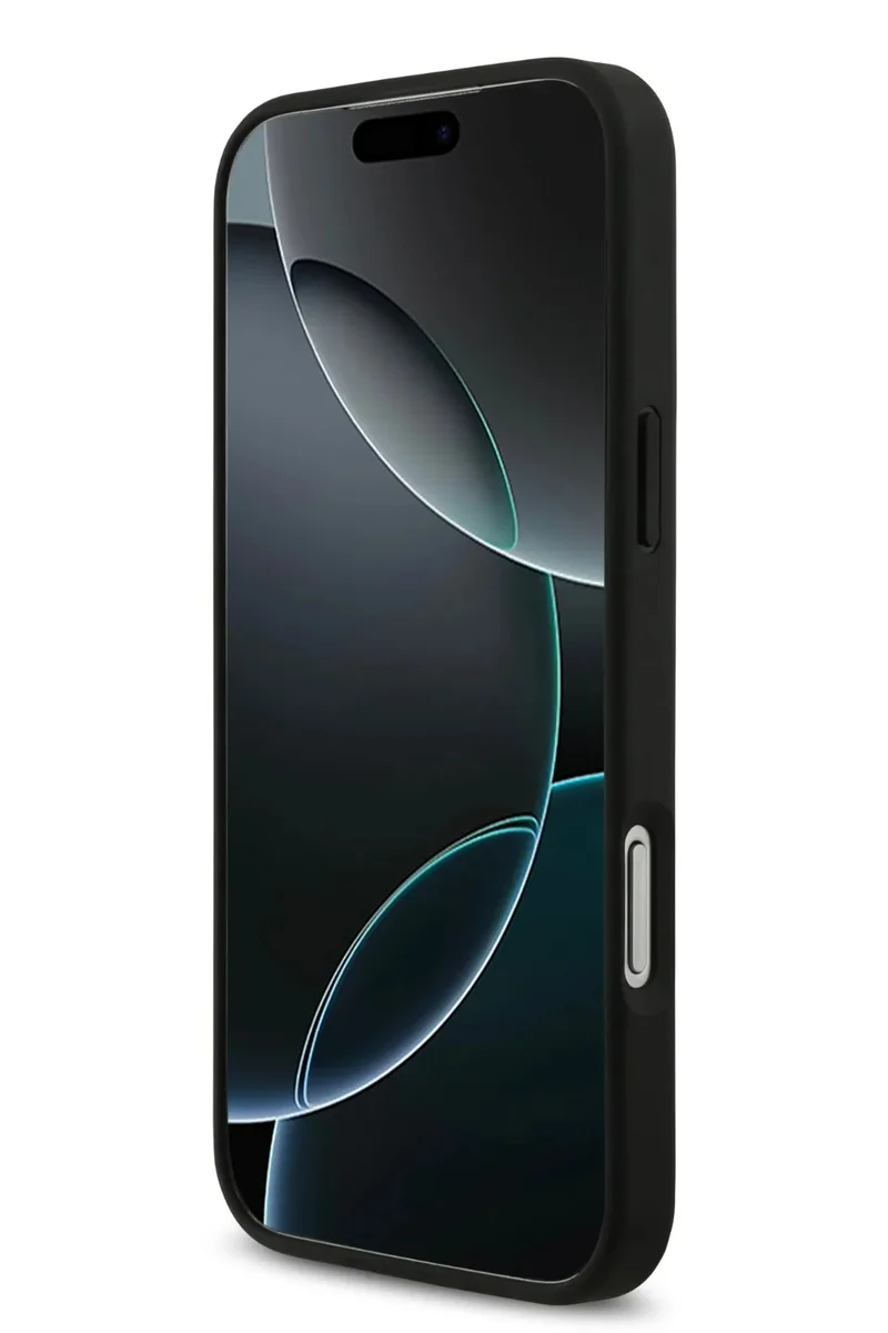 لاكوست جراب ماج لهاتف iPhone 17 Pro Max مصنوع من جلد البولي يوريثان مع شعار مونوغرام وشعار ذهبي / تصميم نحيف / ماج / حماية من السقوط / سهل التركيب / غطاء خلفي - أسود