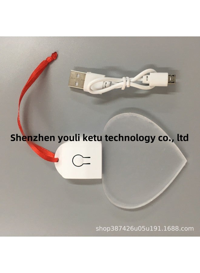 Luminous Keychain Rechargeable Acrylic Special-shaped Colorful Pendant Source Stall Wholesale-Color:Red Rope Charging Blank Board-White (4 Optional, Order Message, Default Random) - Image 1