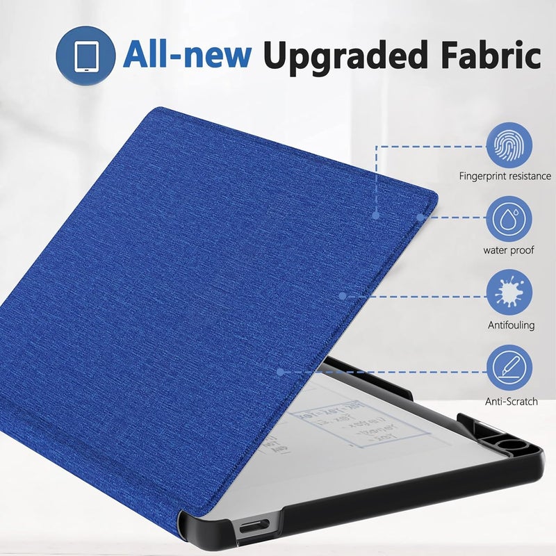 E NET-CASE غلاف لجهاز Remarkable Paper Pro Move 7.3 بوصة، غلاف كتابي بملمس جلدي مع حامل قلم مدمج للإصدار 2025 (أزرق) - Image 3