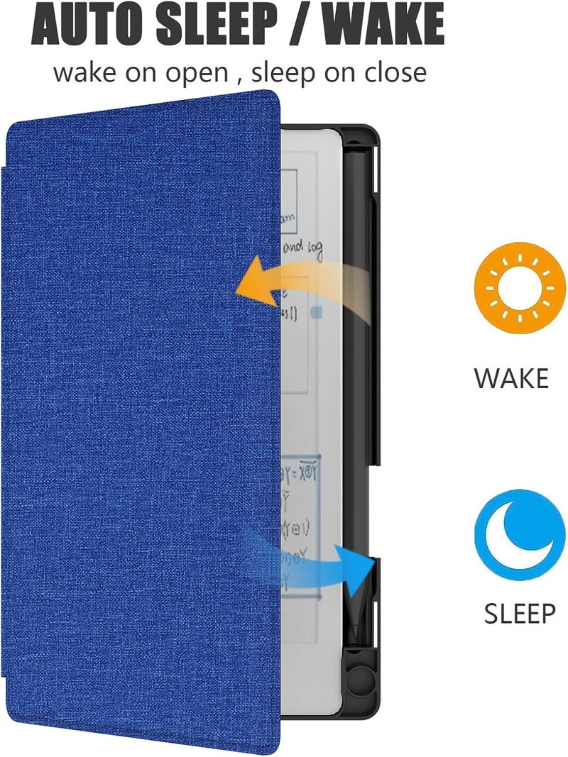 E NET-CASE غلاف لجهاز Remarkable Paper Pro Move 7.3 بوصة، غلاف كتابي بملمس جلدي مع حامل قلم مدمج للإصدار 2025 (أزرق) - Image 2