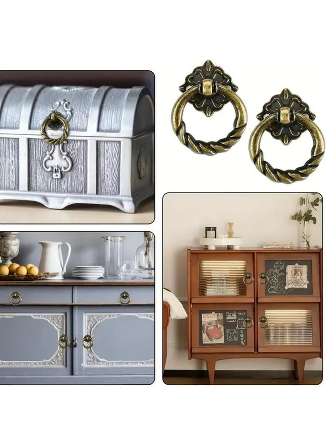 Vintage Antique Brass Cabinet Handles Drawer Pulls For Kitchen Dresser Furniture - Image 3