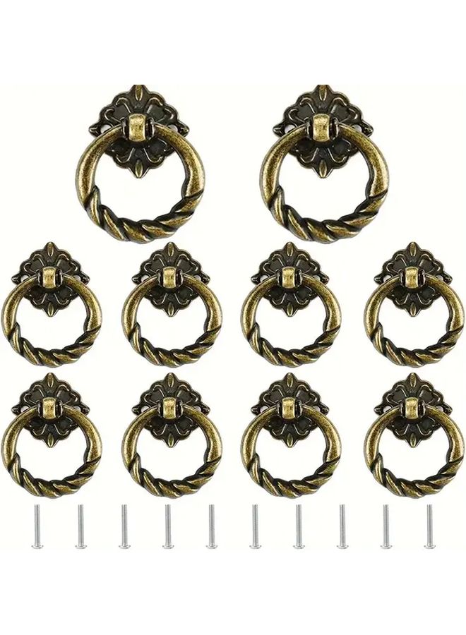 Vintage Antique Brass Cabinet Handles Drawer Pulls For Kitchen Dresser Furniture - Image 1