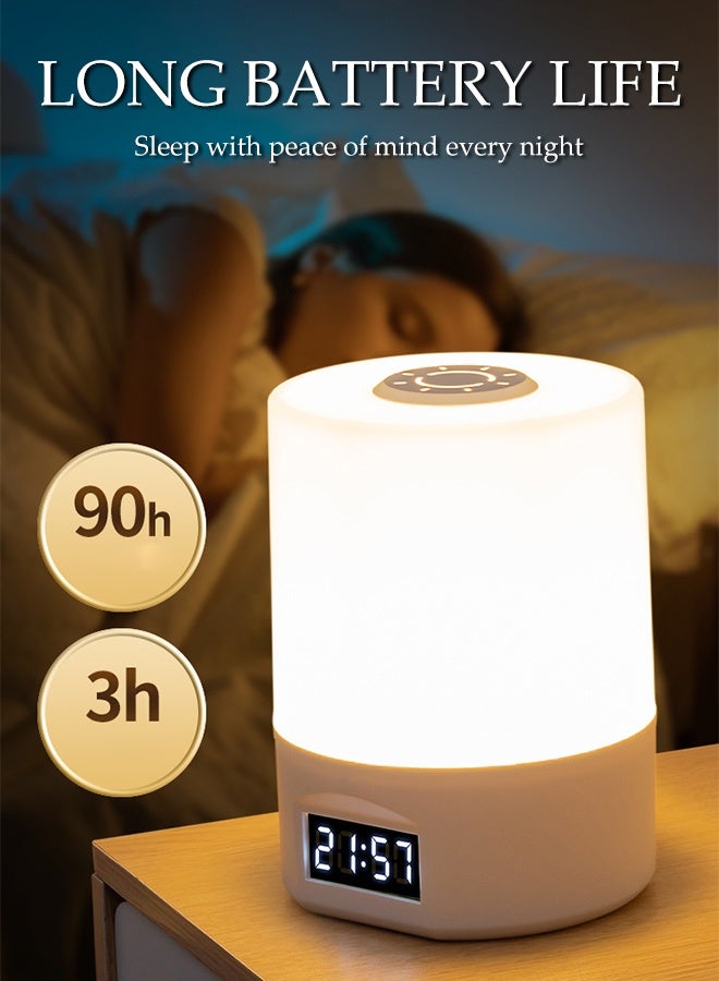 DUNISO Rechargeable Night Light with Touch switch,Small Bedside Lamp with USB Ports and LED Time display, Adjustable Brightness,Eye protection,Suitable for Bedroom, Bathroom, Hallway - Image 4