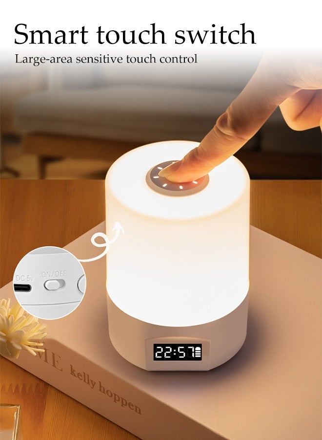 DUNISO Rechargeable Night Light with Touch switch,Small Bedside Lamp with USB Ports and LED Time display, Adjustable Brightness,Eye protection,Suitable for Bedroom, Bathroom, Hallway - Image 5