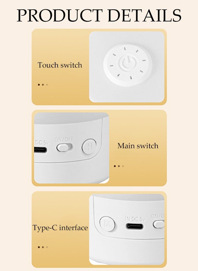 DUNISO Rechargeable Night Light with Touch switch,Small Bedside Lamp with USB Ports and LED Time display, Adjustable Brightness,Eye protection,Suitable for Bedroom, Bathroom, Hallway - Image 3