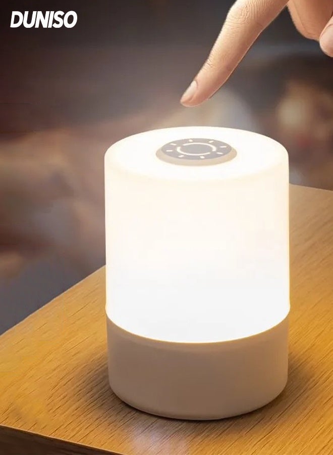 DUNISO Rechargeable Night Light with Touch switch,Small Bedside Lamp with USB Ports and LED Time display, Adjustable Brightness,Eye protection,Suitable for Bedroom, Bathroom, Hallway - Image 1