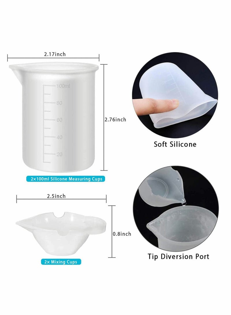 Excefore Silicone Measuring Cups, Large Reusable Resin Measure Cylinder Mixing Pouring Cups for Epoxy Resin, Casting Molds, Jewelry Making, DIY, Arts and Crafts - 6Pcs - Image 3