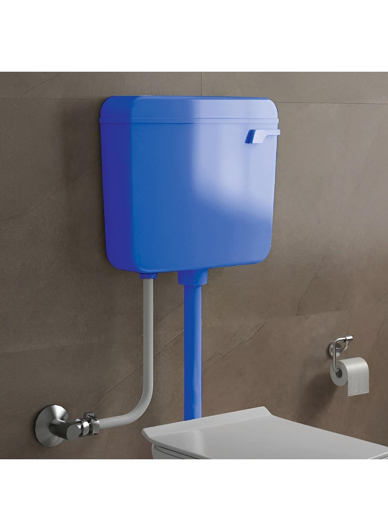 TAXAN POLYMERS TAXAN Single Flush Tank for Toilet 10 LTR Water Capacity Polypropylene Smart PVC Slim Cistern Wall Mounted Side Handle Regular Flushing Tank with Complete Set Dark Blue  - Image 1