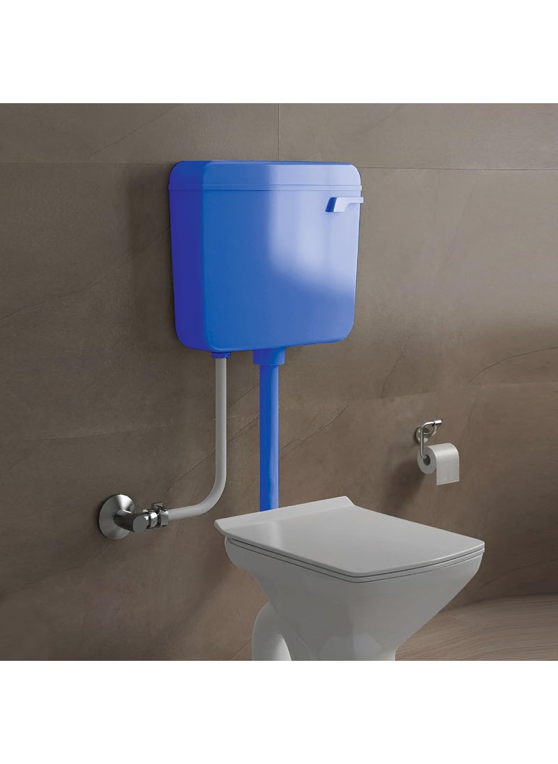 TAXAN POLYMERS TAXAN Single Flush Tank for Toilet 10 LTR Water Capacity Polypropylene Smart PVC Slim Cistern Wall Mounted Side Handle Regular Flushing Tank with Complete Set Dark Blue  - Image 5