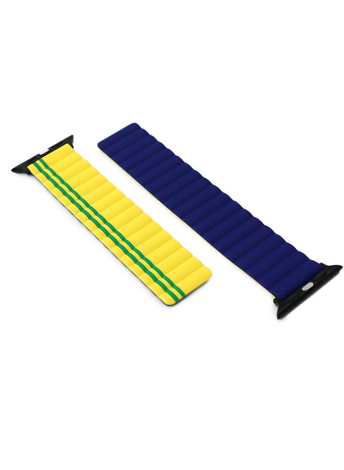 UNIQ Apple Watch Strap 45MM Reversible Magnetic Silicone Straps Blue & Yellow Blue & Yellow - Image 4