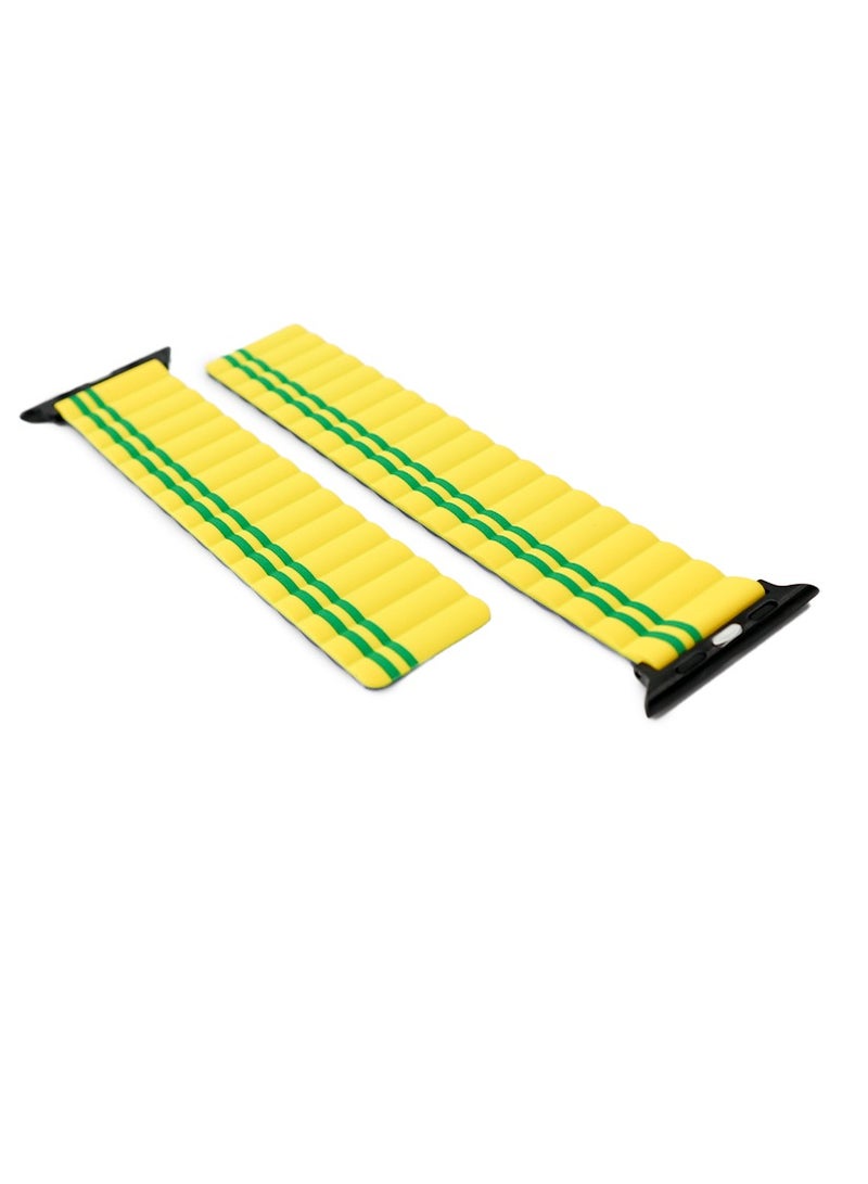 UNIQ Apple Watch Strap 45MM Reversible Magnetic Silicone Straps Blue & Yellow Blue & Yellow - Image 3