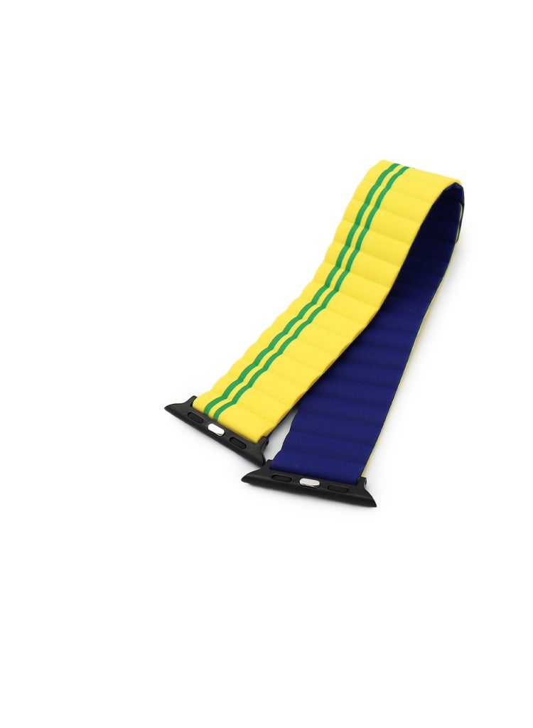 UNIQ Apple Watch Strap 45MM Reversible Magnetic Silicone Straps Blue & Yellow Blue & Yellow - Image 5