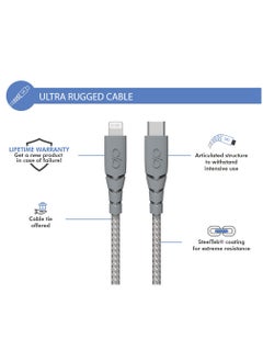 FORCE Force Power USB C to Lightning Ultra Reinforced Cable 2M Lifetime Warranty Gray  - Image 5