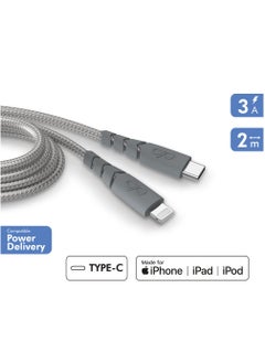 FORCE Force Power USB C to Lightning Ultra Reinforced Cable 2M Lifetime Warranty Gray  - Image 2
