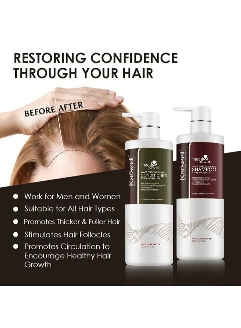 Karseell Essential Hair Care Collection: Thickening Shampoo 500 ml - Deep Moisture Conditioner with Argan Oil 500 ml - Image 2