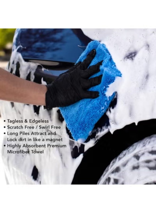 3 Pack Blue Microfiber Car Towels, 500GSM 16x16 Inch Edgeless Auto Detailing Cloths, Highly Absorbent Drying Polishing Towels for Car Wash Interior Exterior Care - Image 5