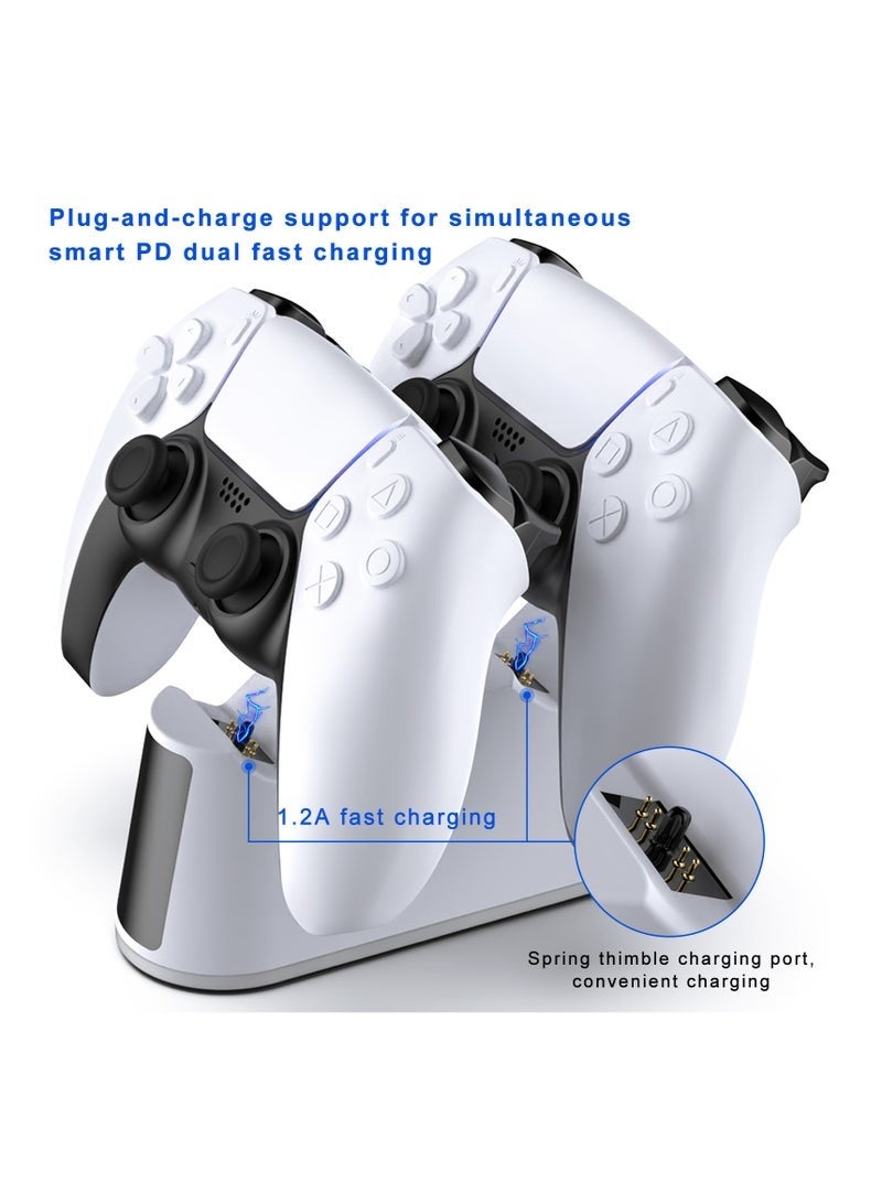 Bukela PS5 Slim Controller Charger Station,Fast Charging Ps5 Controller Charger for Edge & Dual Controller,Ps5 Controller accessories with Charging Cable,Ps5 controller Stand Dock with RGB LED Indicators - Image 3