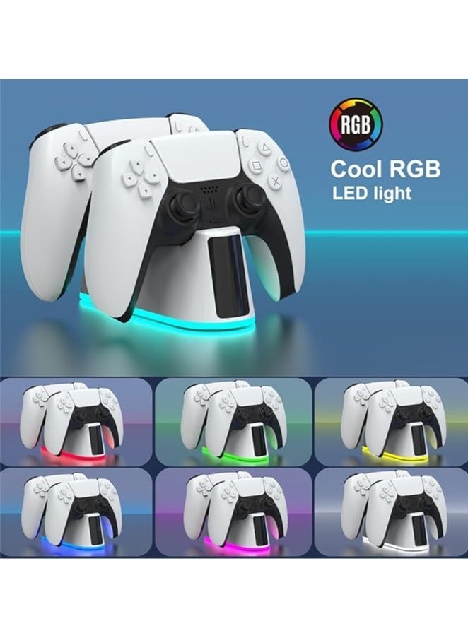 Bukela PS5 Slim Controller Charger Station,Fast Charging Ps5 Controller Charger for Edge & Dual Controller,Ps5 Controller accessories with Charging Cable,Ps5 controller Stand Dock with RGB LED Indicators - Image 2