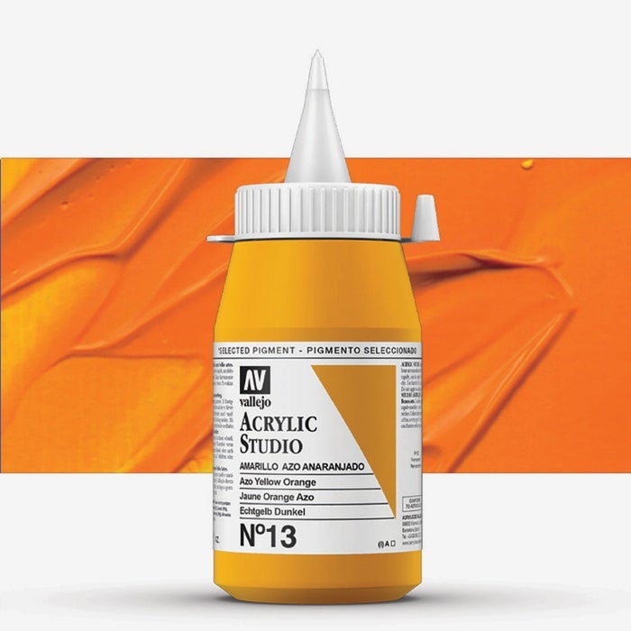 فاليجو ألوان أكريليك احترافية للفنانين والاستوديوهات - أصفر برتقالي آزو، صبغة عالية، تغطية سلسة على القماش والخشب - 500 مل - Image 1