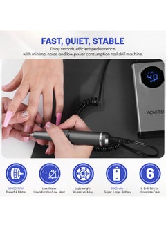 Electric Nail Drill - 40000Rpm Rechargeable Portable Nail Filer Machine With Nail Drill Bits Sanding Bands For Acrylic/Gel Nails Removal Manicure Pedicure Kit For Salon Home Use - pzsku/ZC27108F9455F3A3989E4Z/45/_/1733729640/052bad01-66d0-487d-afd2-811e2e7a751b