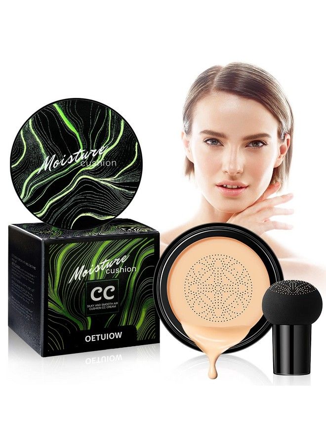 OETUIOW Mushroom Head Air Cushion Cc Cream Bb Cream Face Makeup Foundation For Mature Skin Moisturizing Concealer Brighten Longlasting Even Skin Tone For All Skin Types Buff Beige - Image 1