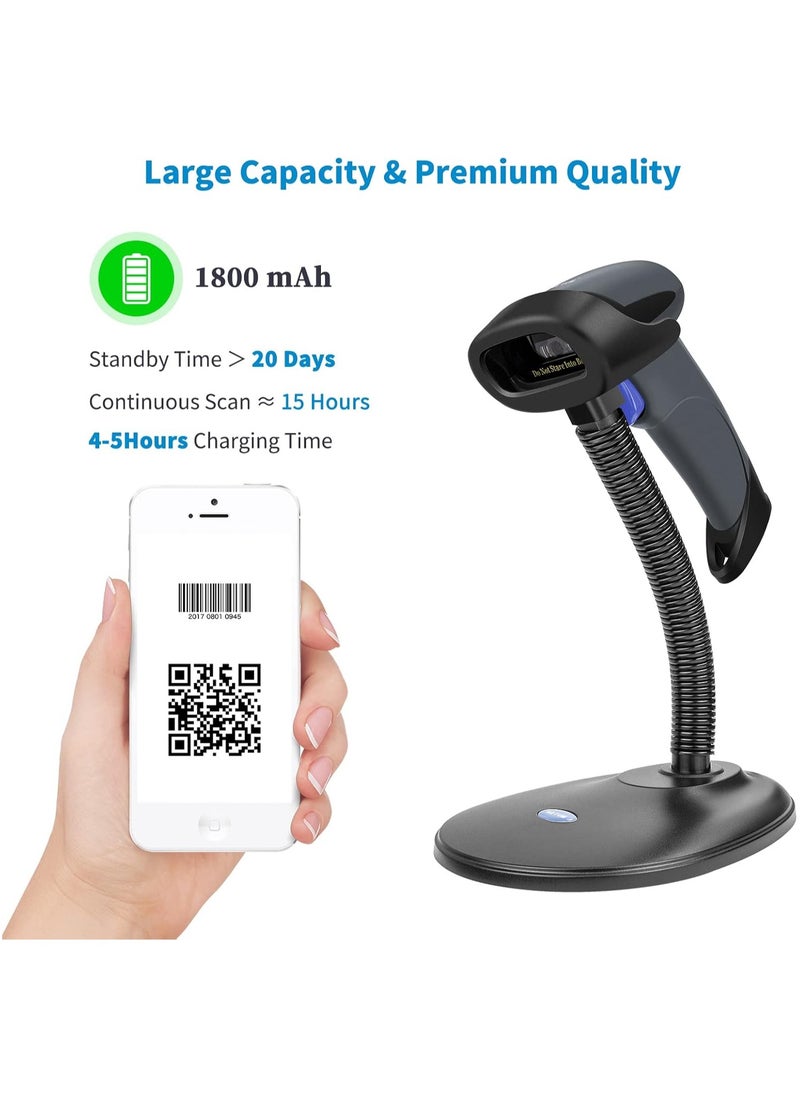 NETUM - Wireless 1D 2D Qr Barcode Scanner with Stand, Handhold Scanners with 2.4G Wireless & Bluetooth Function, 3 in 1 Bar Code Readers & Scanners Tools Compatible for SmartPhone, Laptops, Computers, Cashier - Image 1