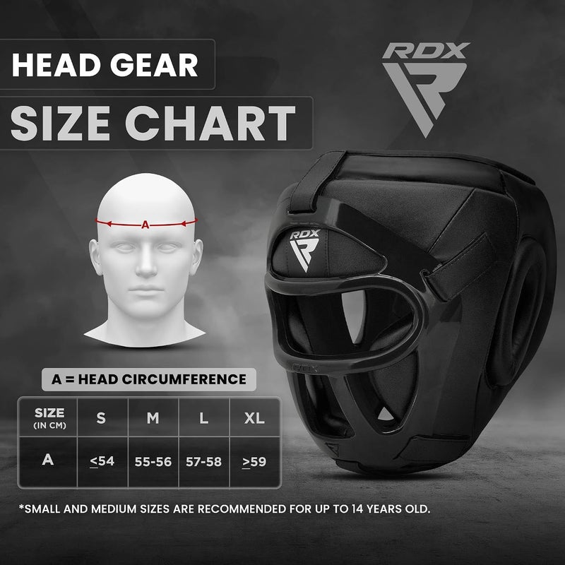 RDX Head Guard for Boxing, MMA, and Muay Thai with Removable Face Grill -S |Black/Black (HGR-T1FB-S) - Image 3
