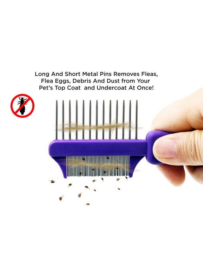 Hertzko Hertzco Double-Sided Comb Hair Brush & Dog/Cat Grooming Kit - Closely Spaced Metal Pins - Detangling, Dog Combs, & Round Brushes - Hair Comb Tool (Double-Sided) - Image 4