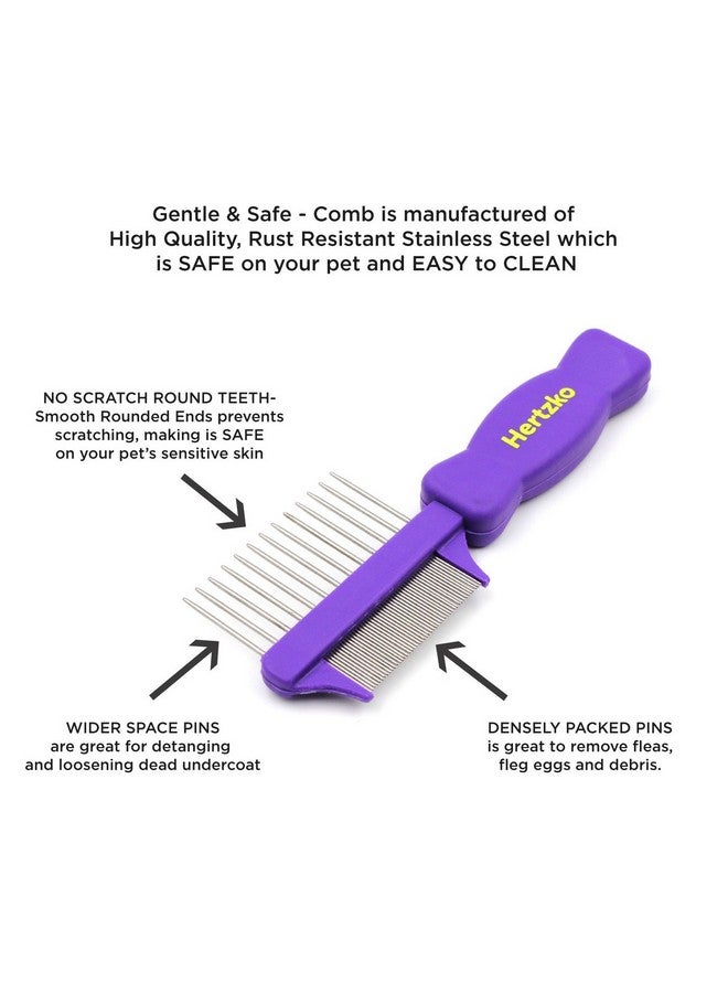 Hertzko Hertzco Double-Sided Comb Hair Brush & Dog/Cat Grooming Kit - Closely Spaced Metal Pins - Detangling, Dog Combs, & Round Brushes - Hair Comb Tool (Double-Sided) - Image 3