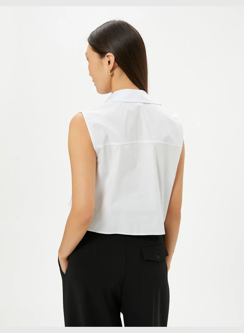 KOTON Buttoned Cargo Pocket Detail Crop Shirt