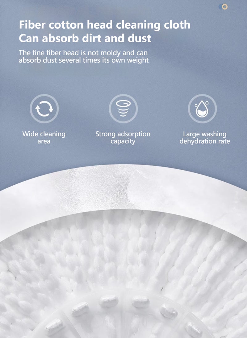 MOP و Bucket مع مجموعة Wringer ، 360 نظام تنظيف أرضية الغزل ، وأدوات لوازم المنازل مع MOP و Floor Brush 2 في 1 ، مقبض ممتد (129 سم) للأرضية الصلبة المنزلية - أبيض