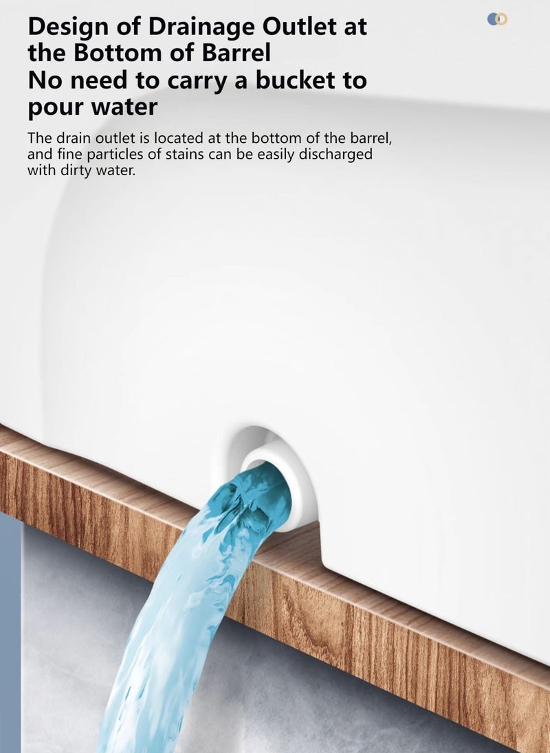 MOP و Bucket مع مجموعة Wringer ، 360 نظام تنظيف أرضية الغزل ، وأدوات لوازم المنازل مع MOP و Floor Brush 2 في 1 ، مقبض ممتد (129 سم) للأرضية الصلبة المنزلية - أبيض