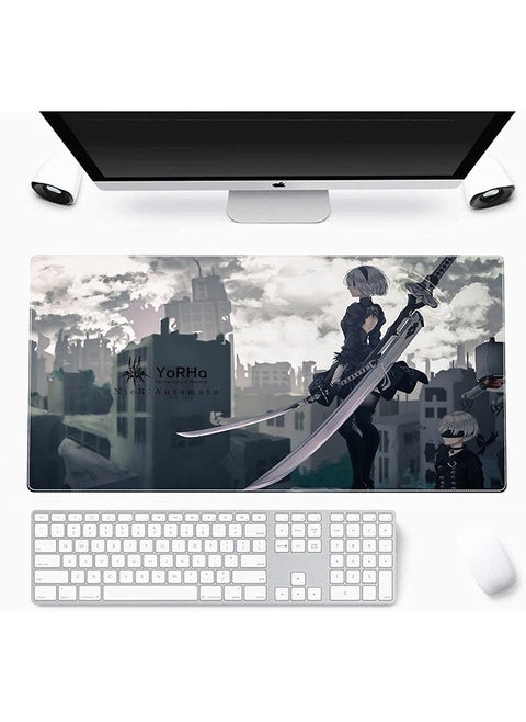 Nier Automata Game Protagonist Collection Mouse Pad, Non-Slip Mousepad, Anime Mouse Pad,HD thermal transfer YoRHa No.2 Type B Large Mouse Pad, Extended Keyboard Mousepad with Non-Slip Base and Stitched Edge(40cm×80cm - 01)