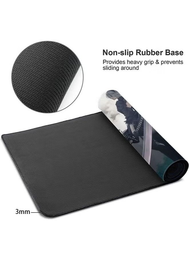 Nier Automata Game Protagonist Collection Mouse Pad, Non-Slip Mousepad, Anime Mouse Pad,HD thermal transfer YoRHa No.2 Type B Large Mouse Pad, Extended Keyboard Mousepad with Non-Slip Base and Stitched Edge(40cm×80cm - 01)