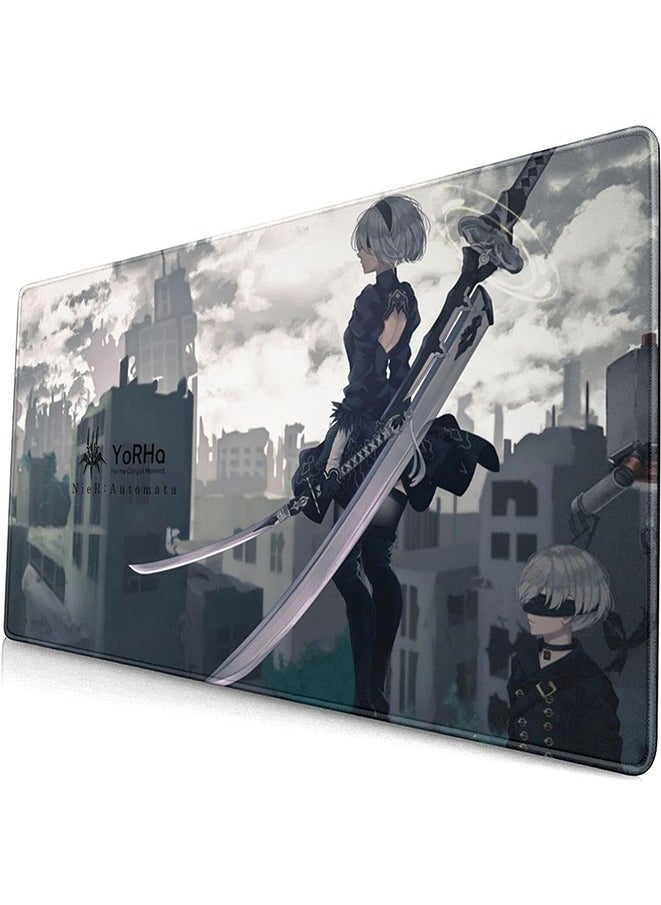 Nier Automata Game Protagonist Collection Mouse Pad, Non-Slip Mousepad, Anime Mouse Pad,HD thermal transfer YoRHa No.2 Type B Large Mouse Pad, Extended Keyboard Mousepad with Non-Slip Base and Stitched Edge(40cm×80cm - 01)