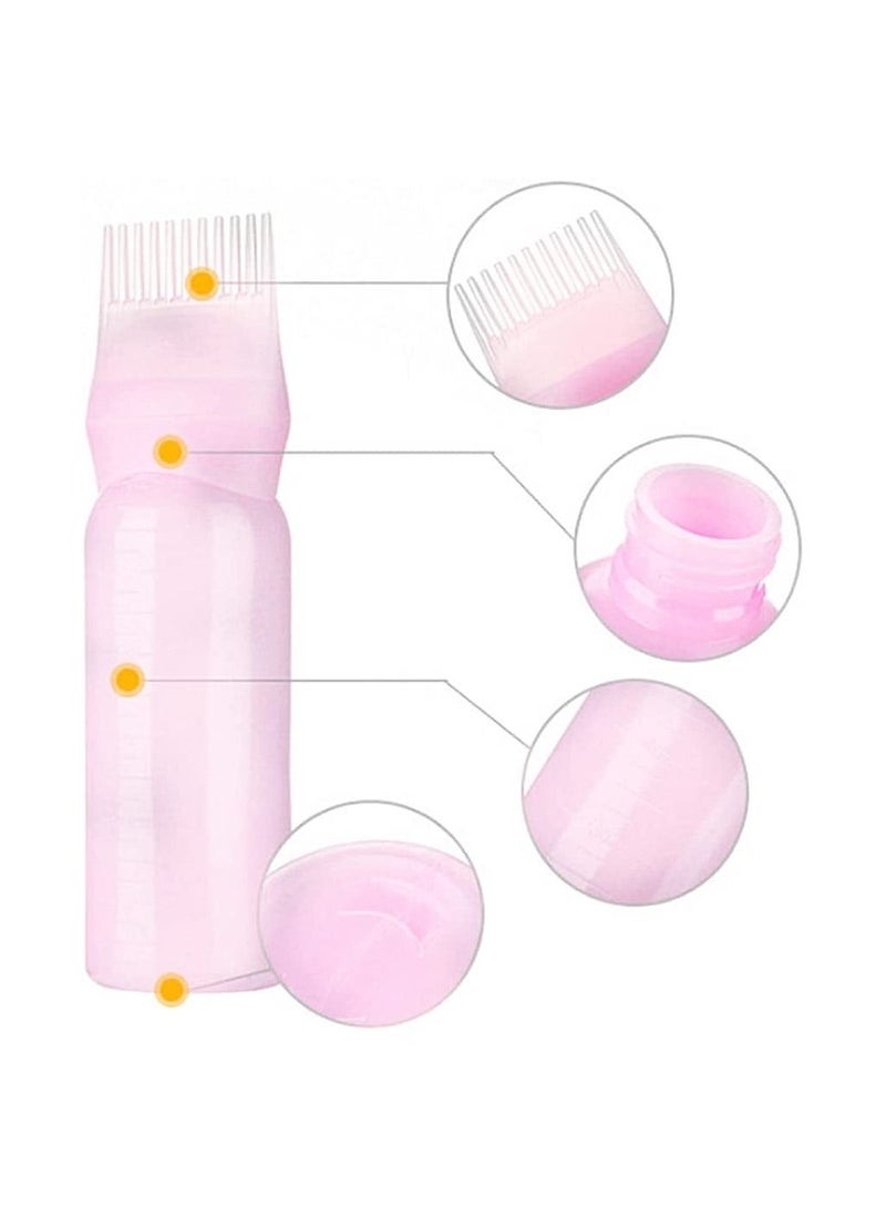 BLOOMING TIME 6 Oz (160 ml) Applicator Bottle for Hair Dye Bottle Applicator Brush Root Comb Bottle with Graduated Scale - Pink - Image 1