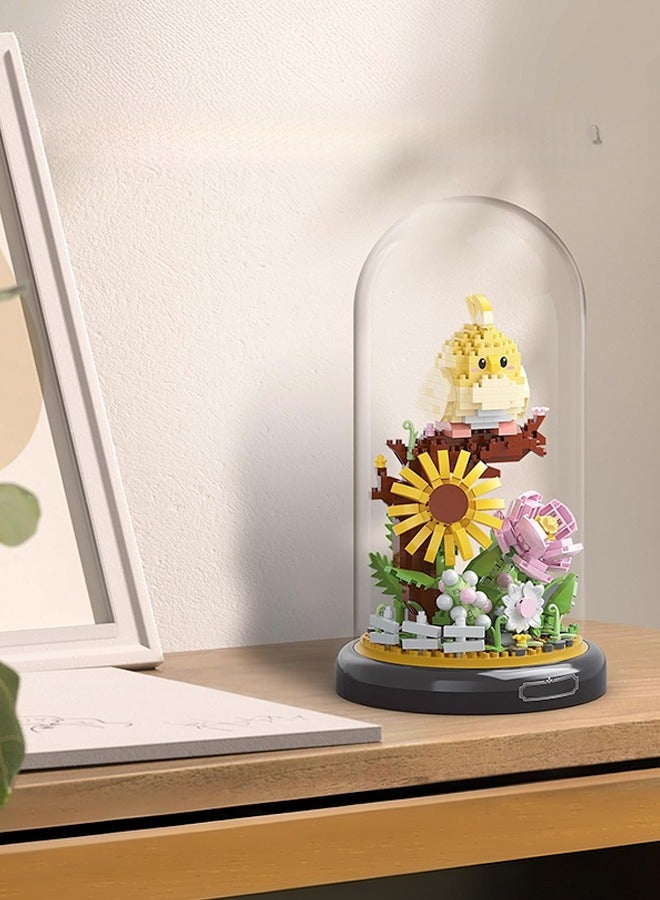 Birdie Flower Bouquet Building Set, Buildable Floral Display for Creative Kids, Animals Flowers Plants Decor with Dust Cover, Birthday Gift Building Toy for Boys Girls, Mini Building Blocks  - Image 2