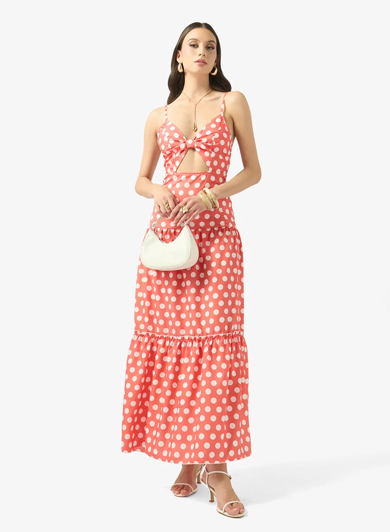FYOR  Polka Dot Cut-Out Maxi Dress for Women | Best Price UAE