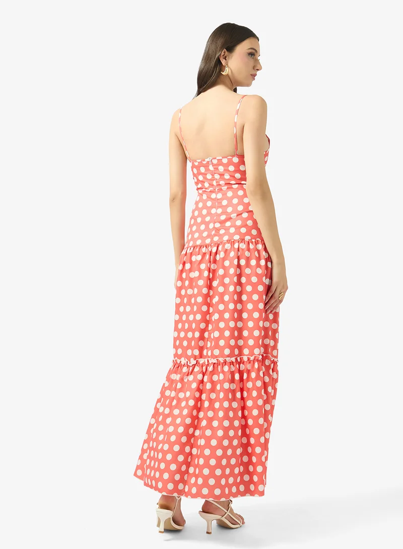 FYOR  Polka Dot Cut-Out Maxi Dress for Women | Best Price UAE