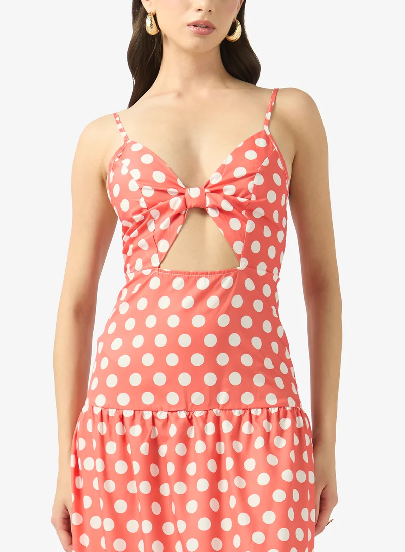FYOR  Polka Dot Cut-Out Maxi Dress for Women | Best Price UAE