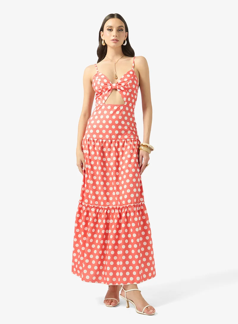 Polka Dot Cut-Out Maxi Dress