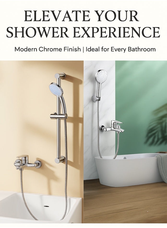 MODI Wall Mounted Bathtub & Shower Mixer Faucet | Chrome Finish | Hot & Cold Water Switch | Durable Brass | Corrosion Resistant | Water Saving | Easy Installation - Image 4