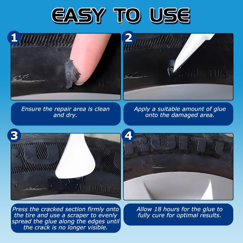 Vigorder Tire Repair Glue, 50ML Professional Black Rubber Cement for Car & Motorcycle Sidewall Fix, Strong Bonding & Waterproof - Image 5