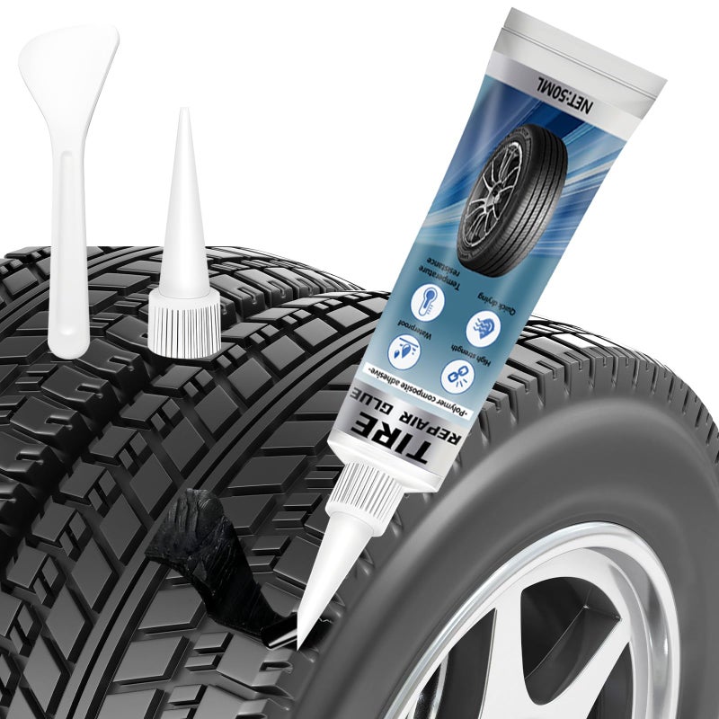 Vigorder Tire Repair Glue, 50ML Professional Black Rubber Cement for Car & Motorcycle Sidewall Fix, Strong Bonding & Waterproof - Image 1