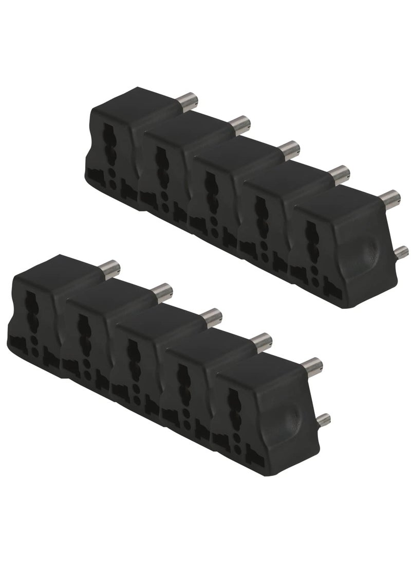 MX MX Universal 3 PIN Travel Adapter Type D India to USA UK China South Africa More Conversion Plug for Home and Official use Black Pack of 10  - Image 1